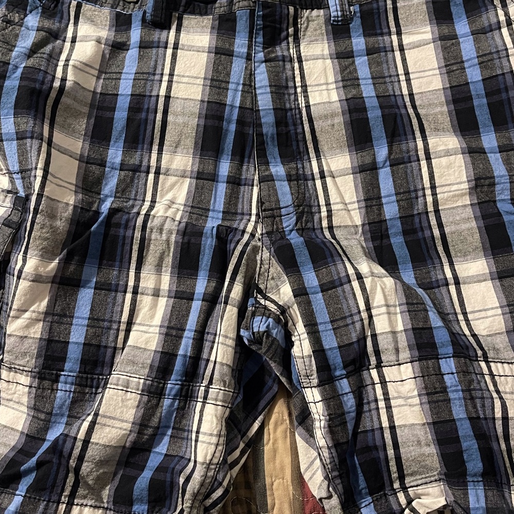 Plaid blue and white shorts